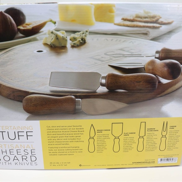 Artisanal Cheese Board With Knives 5 Pieces Arcadia Wood - Picture 4 of 14
